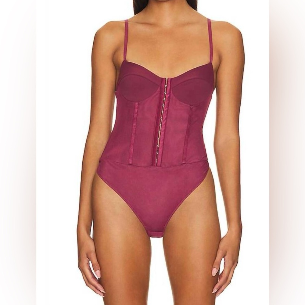 Free People Maroon Corset Bodysuit